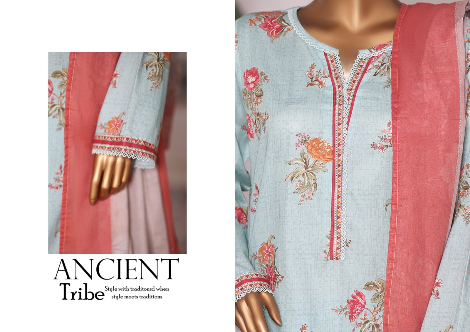 Bin Saeed Printed Cambric Stitched 3 Piece Suit Mid-Summer Collection - D01 - Image 3