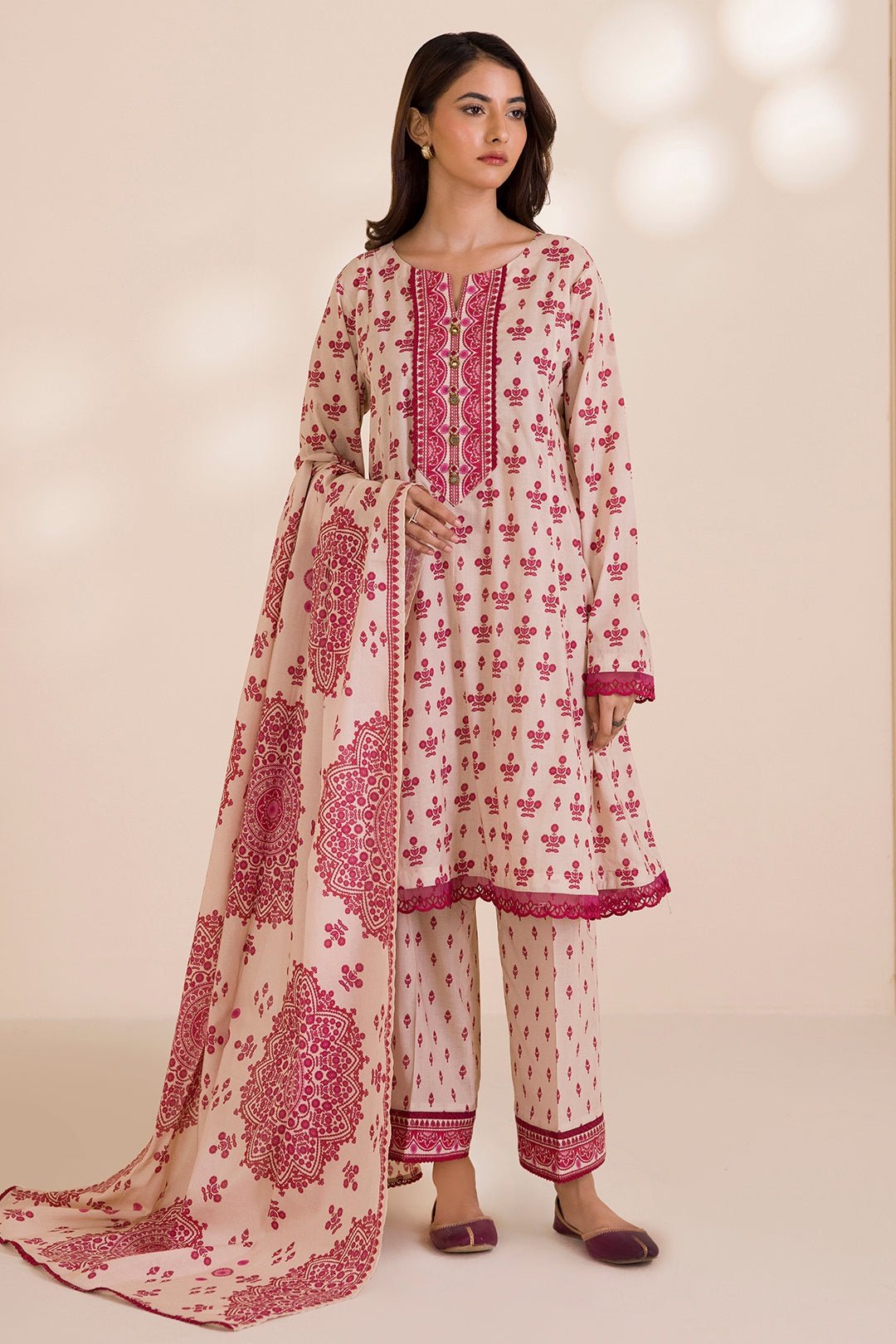 Zellbury Unstitched 3 Piece Printed Cotton Collection  - D124 (WUC25X30039)