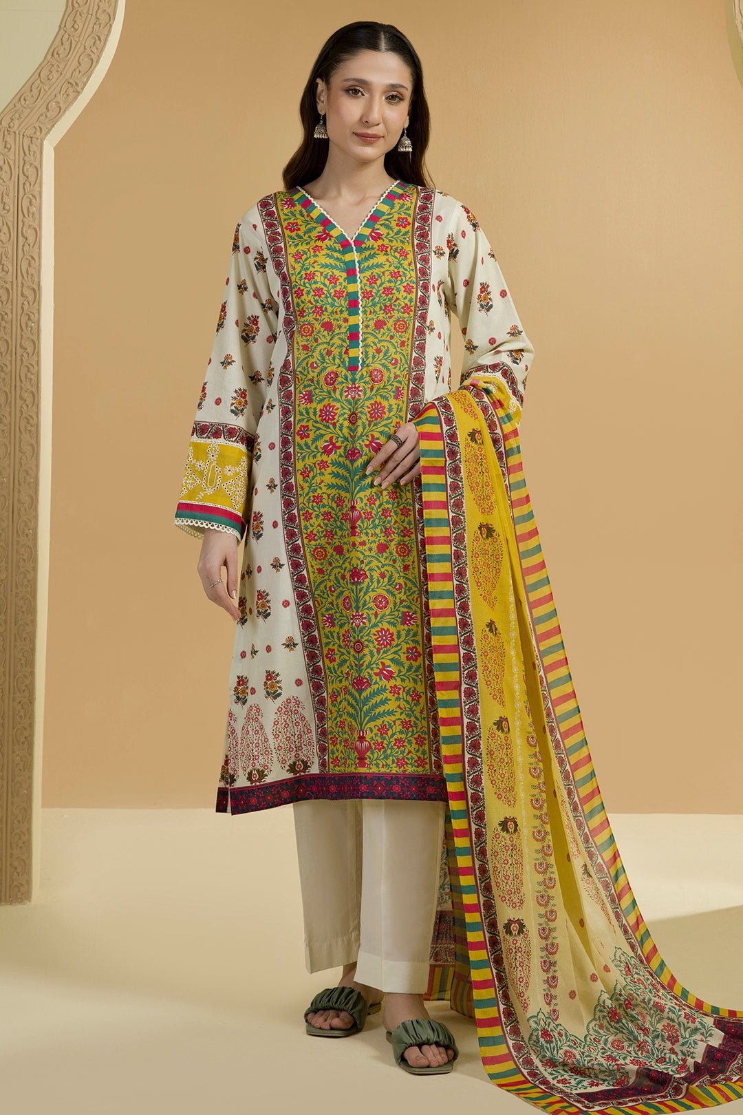 Zellbury Unstitched 2 Piece Embroidered Shirt Dupatta Lawn Collection - D26 (WUS25E25702)