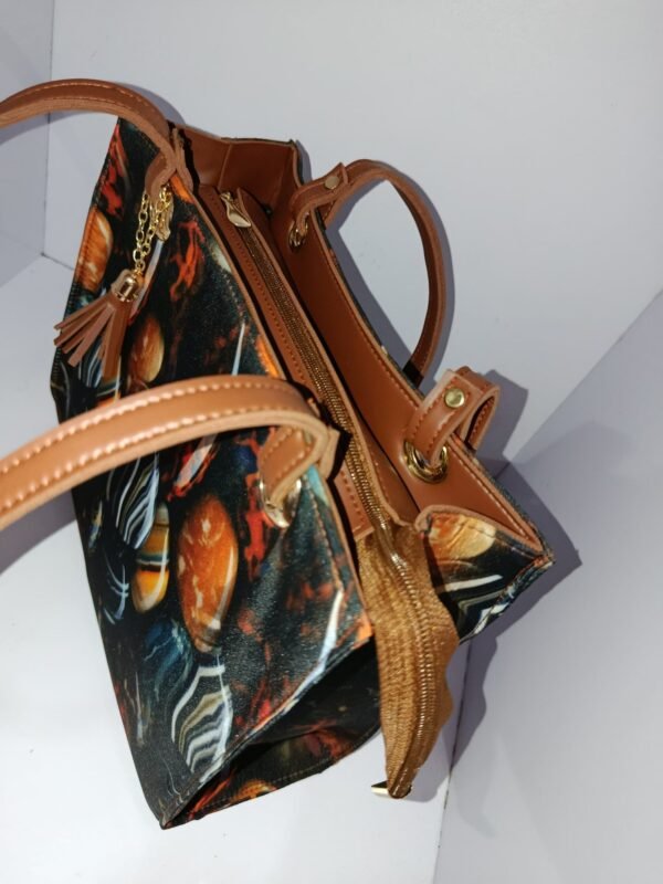 Artistic Canvas Print Tote Bag with Tassel Charm - Image 3