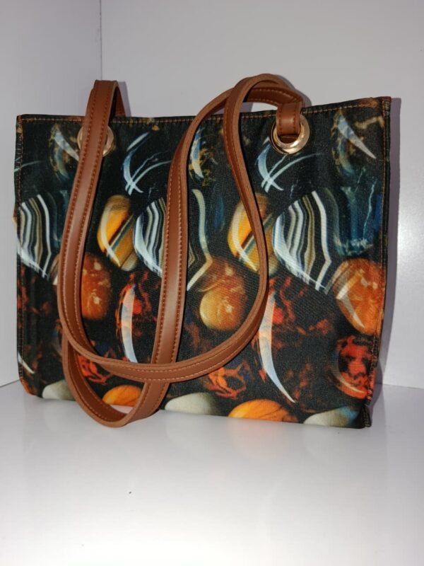 Artistic Canvas Print Tote Bag with Tassel Charm - Image 2