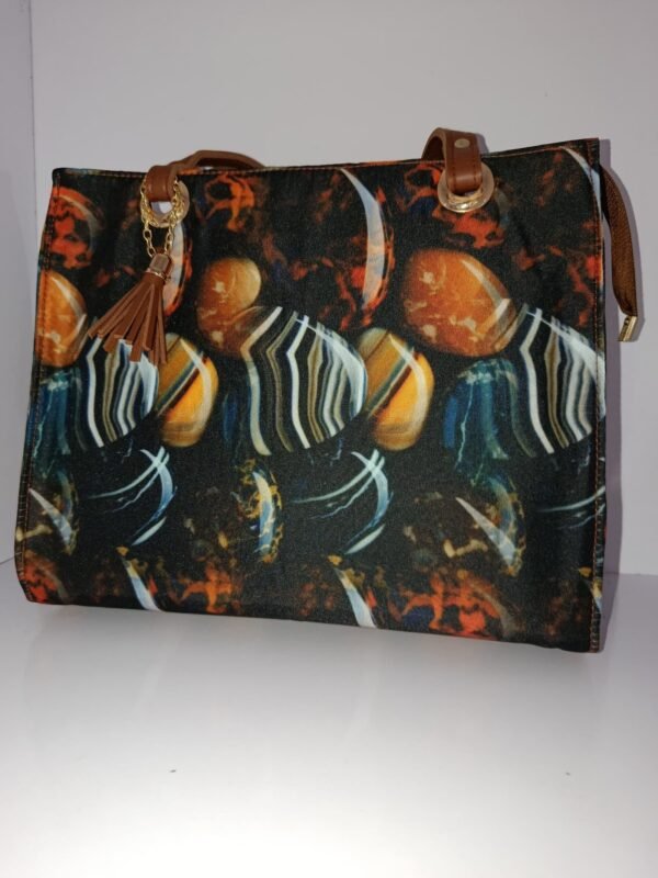Artistic Canvas Print Tote Bag with Tassel Charm - Image 4