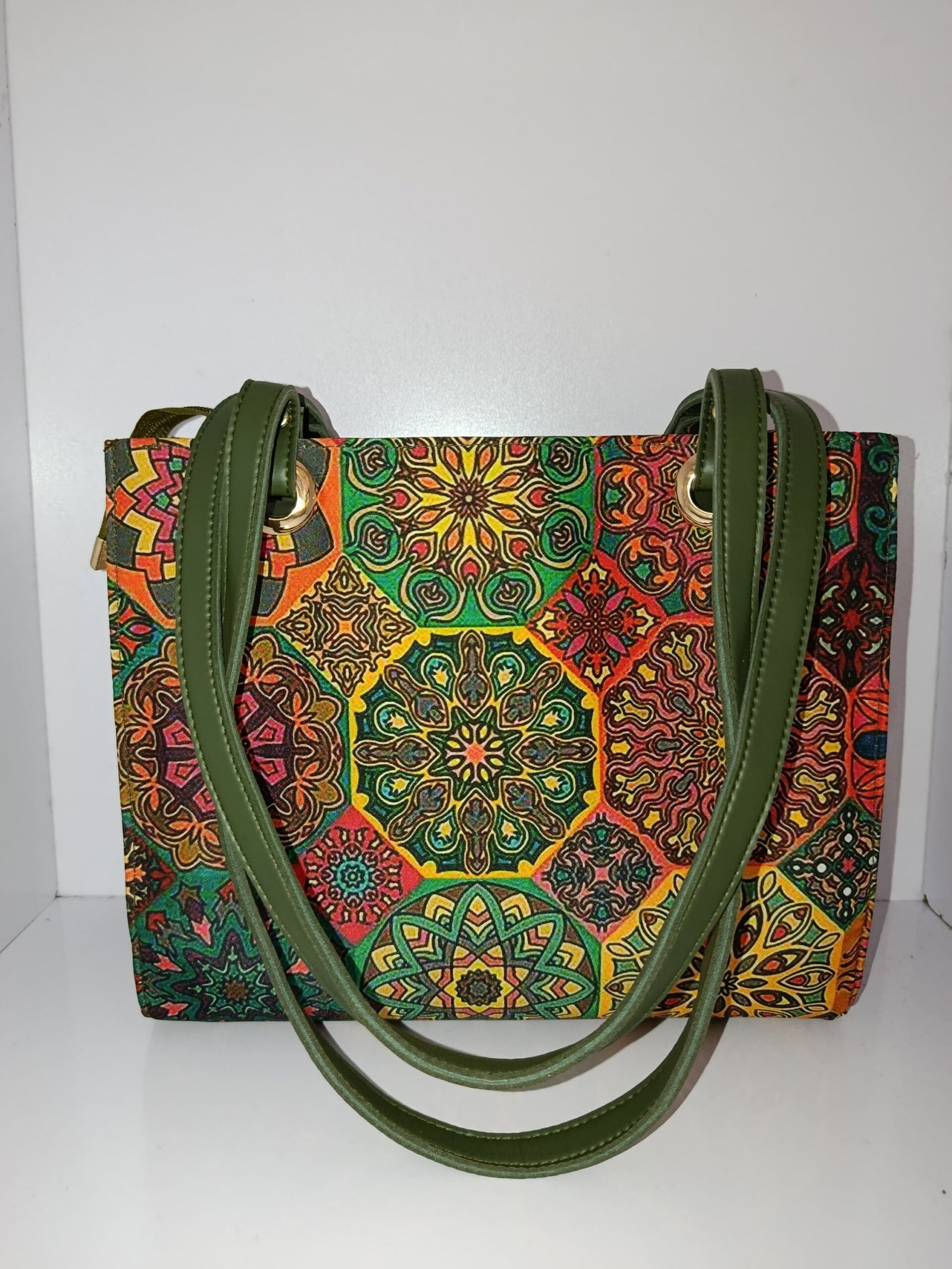 Canvas Mandala Print Tote Bag with Tassel Charm