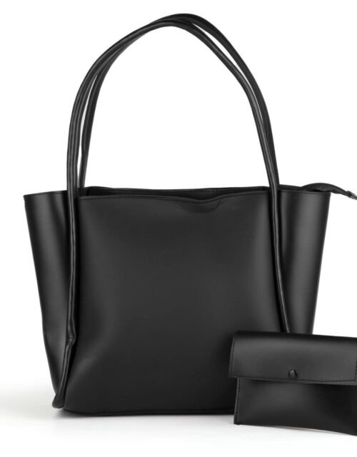 Black Tote Bag with Matching Pouch