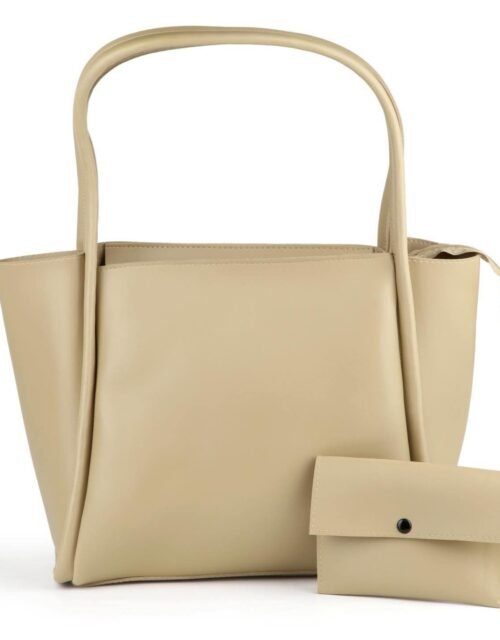 Classic Cream Tote Bag with Matching Pouch