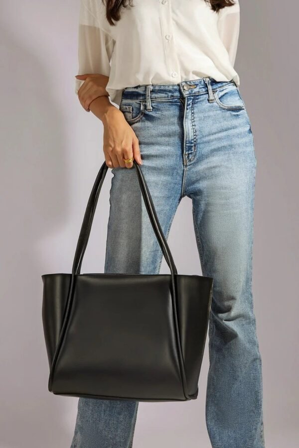 Black Tote Bag with Matching Pouch - Image 2