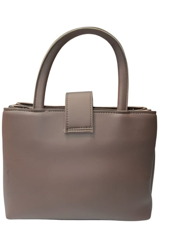 ​Taupe Shoulder Bag with Geometric Pattern and Pouch - Image 2