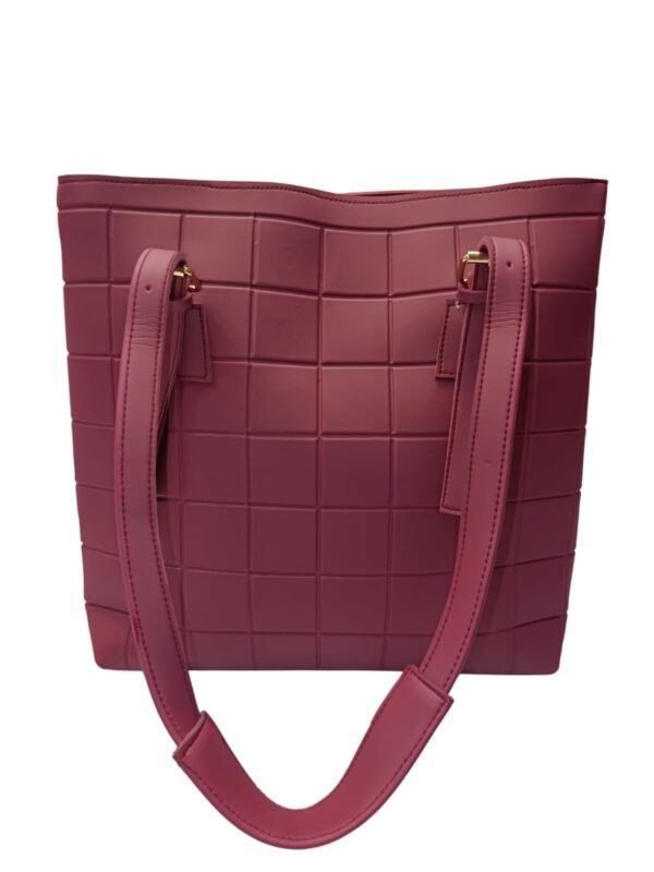 Large Maroon Black Tote Bag for Women – Textured Shoulder Handbag - Image 2