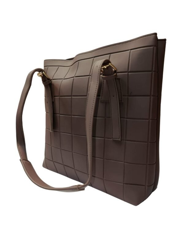 Large Brown Tote Bag for Women – Textured Shoulder Handbag - Image 4