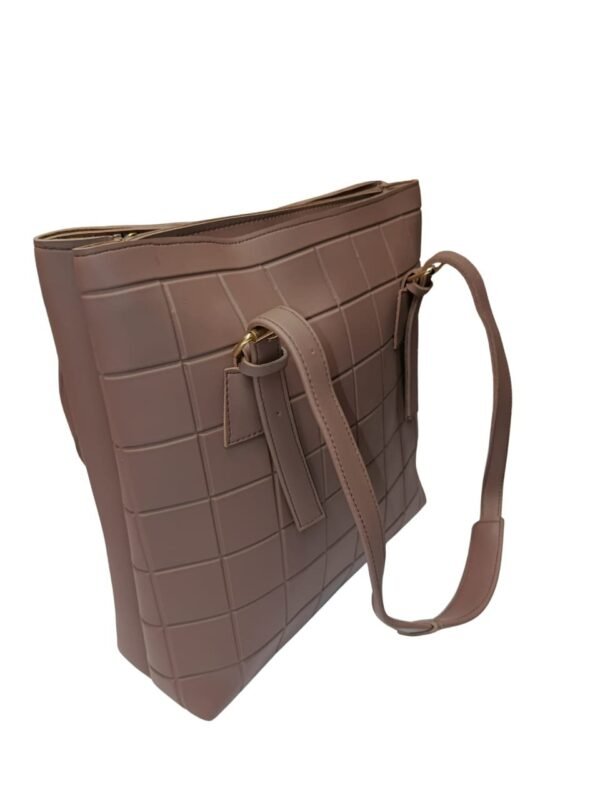 Large Brown Tote Bag for Women – Textured Shoulder Handbag - Image 3