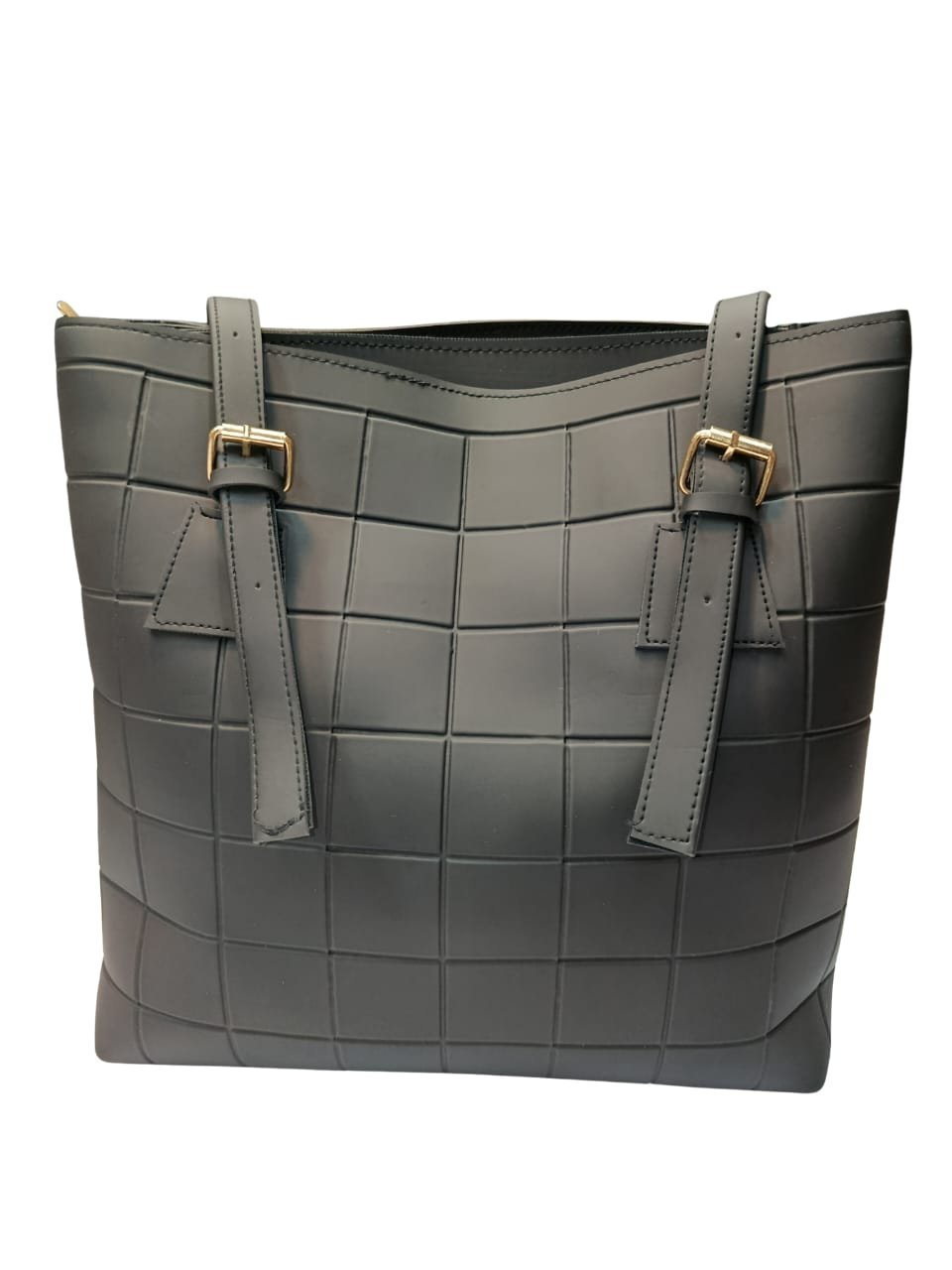 Large Black Tote Bag for Women – Textured Shoulder Handbag - Image 3