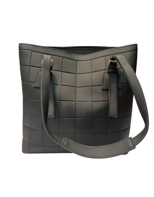 Large Black Tote Bag for Women – Textured Shoulder Handbag