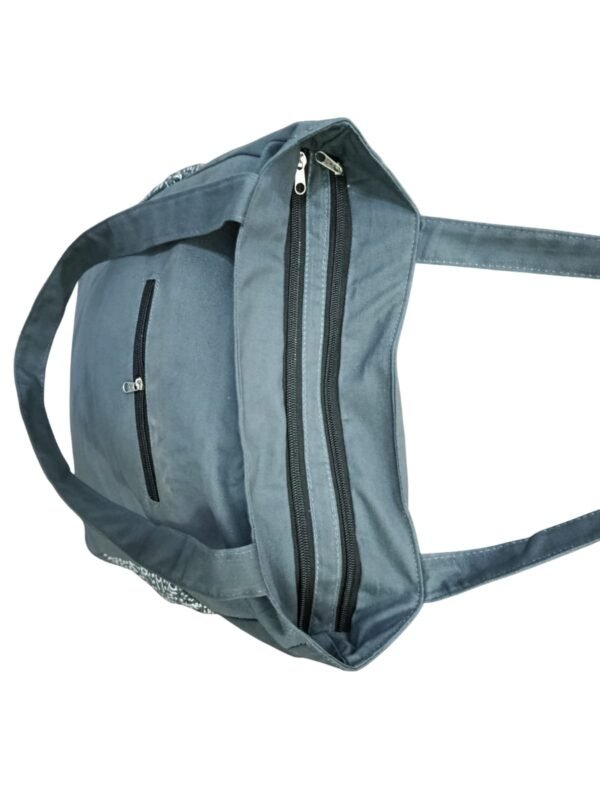 Grey Sequin Heart Tote Bag – Multi-Pocket Shoulder Bag - Image 3
