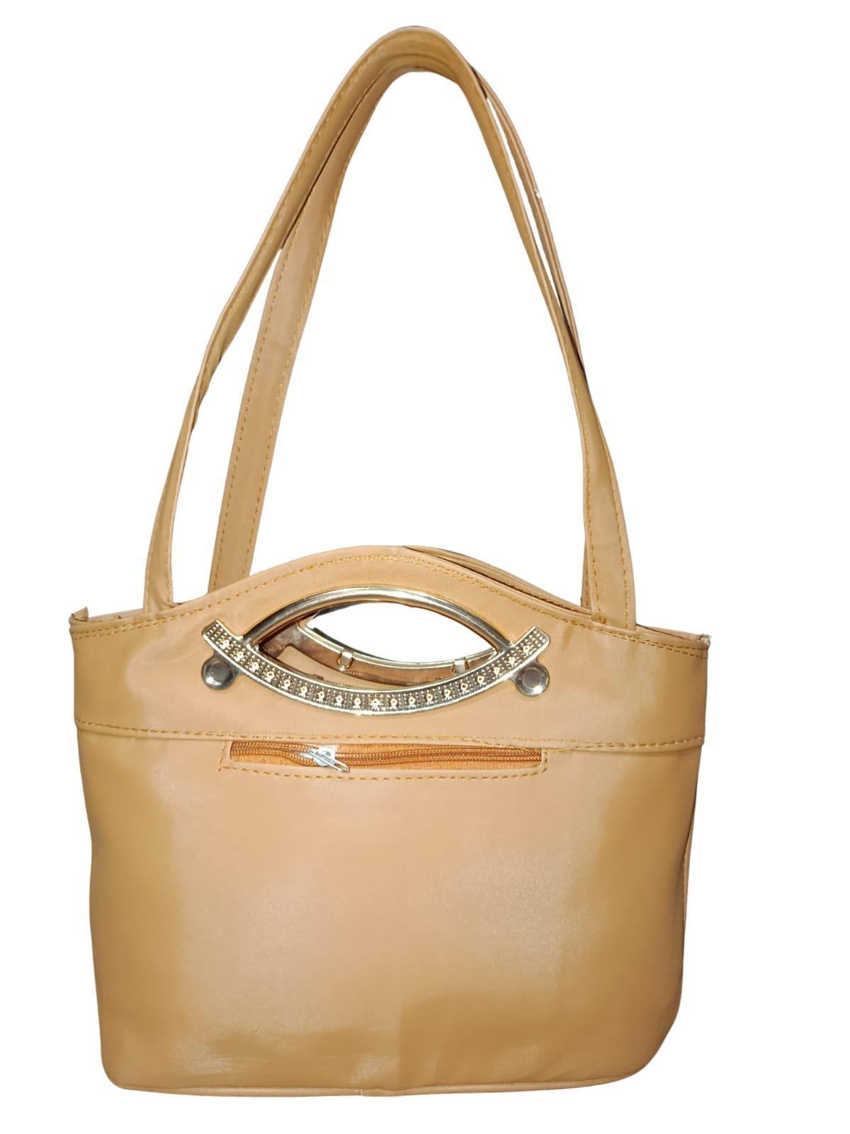 Camel Brown Designer Handbag for Women – Stylish Shoulder & Hand Carry Bag with Golden Detailing - Image 4