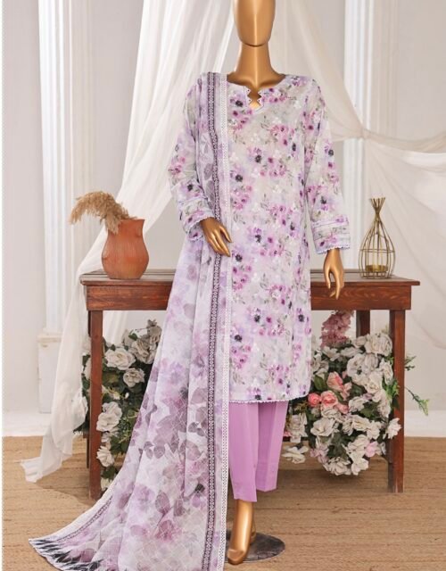 Dhagakari by HZ Textile - Cotton Thread Embroidered Lawn Unstitched 3 Piece Collection - DEC 601