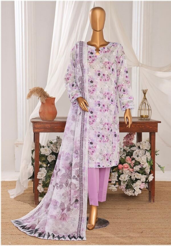 Dhagakari by HZ Textile - Cotton Thread Embroidered Lawn Unstitched 3 Piece Collection - DEC 601