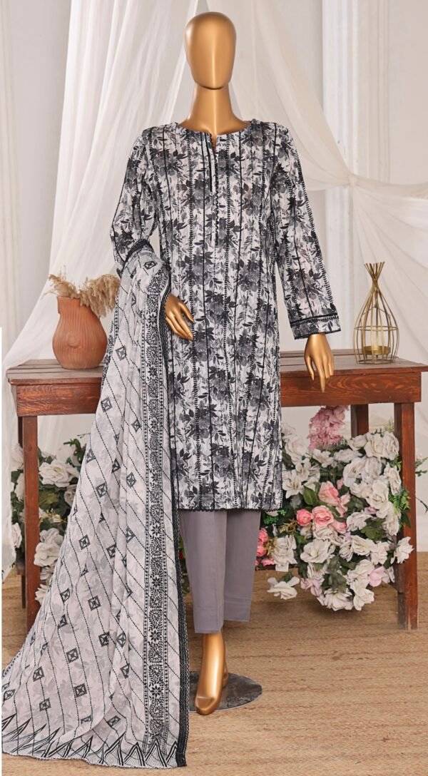 Dhagakari by HZ Textile - Cotton Thread Embroidered Lawn Unstitched 3 Piece Collection - DEC 598