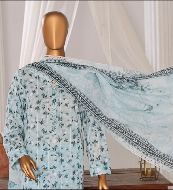 Dhagakari by HZ Textile - Cotton Thread Embroidered Lawn Unstitched 3 Piece Collection - DEC 603 - Image 3