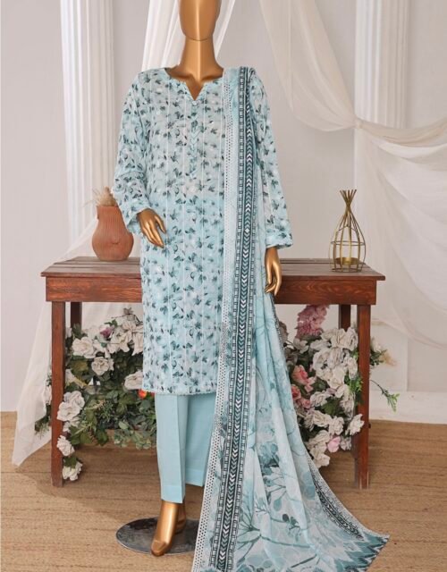 Dhagakari by HZ Textile - Cotton Thread Embroidered Lawn Unstitched 3 Piece Collection - DEC 603