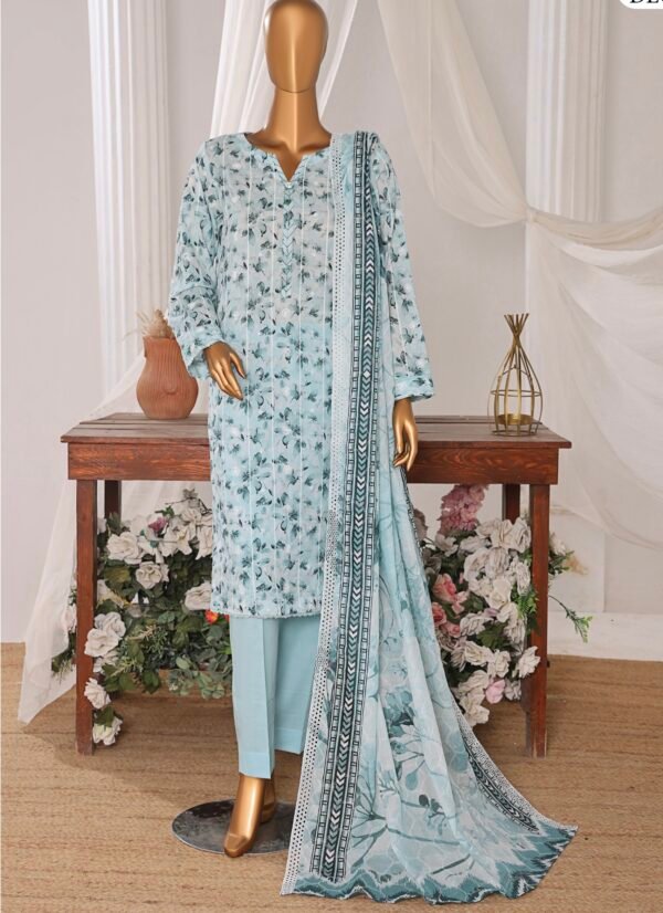 Dhagakari by HZ Textile - Cotton Thread Embroidered Lawn Unstitched 3 Piece Collection - DEC 603