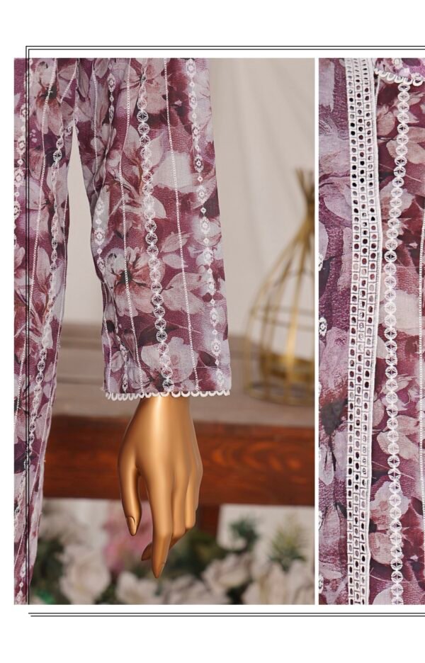 Dhagakari by HZ Textile - Cotton Thread Embroidered Lawn Unstitched 3 Piece Collection - DEC 600 - Image 3