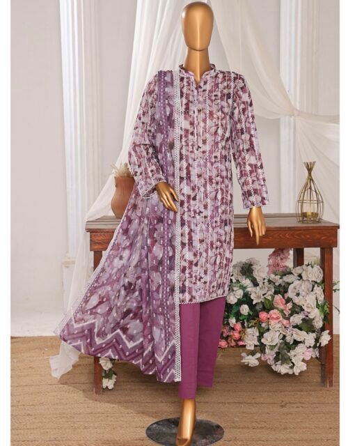 Dhagakari by HZ Textile - Cotton Thread Embroidered Lawn Unstitched 3 Piece Collection - DEC 600