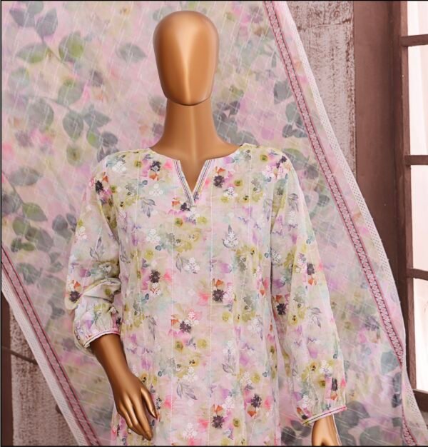 Dhagakari by HZ Textile - Cotton Thread Embroidered Lawn Unstitched 3 Piece Collection - DEC 596 - Image 3