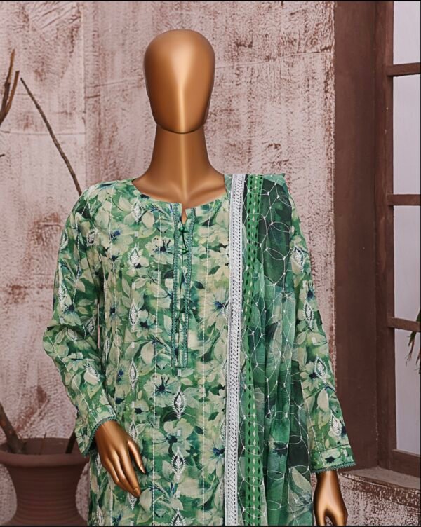 Dhagakari by HZ Textile - Cotton Thread Embroidered Lawn Unstitched 3 Piece Collection - DEC 597 - Image 3
