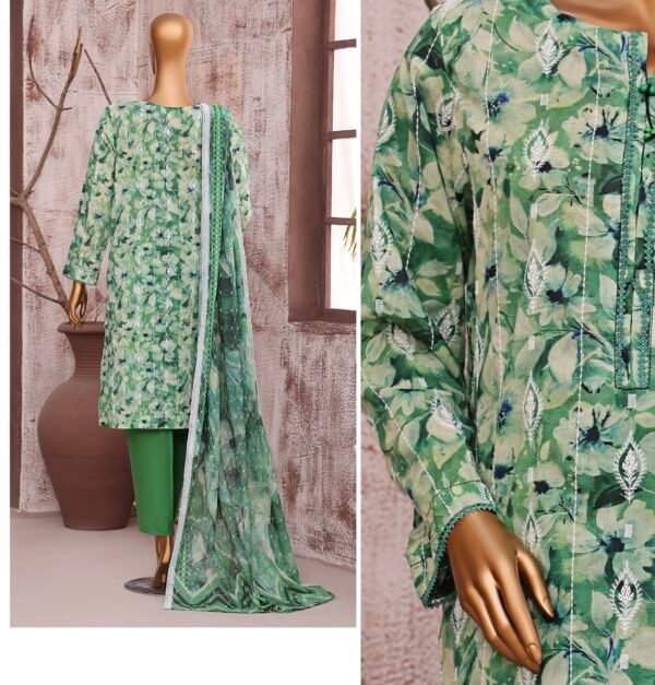 Dhagakari by HZ Textile - Cotton Thread Embroidered Lawn Unstitched 3 Piece Collection - DEC 597 - Image 2