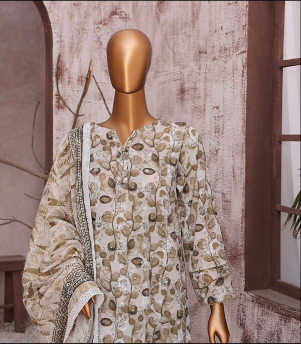 Dhagakari by HZ Textile - Cotton Thread Embroidered Lawn Unstitched 3 Piece Collection - DEC 602 - Image 3