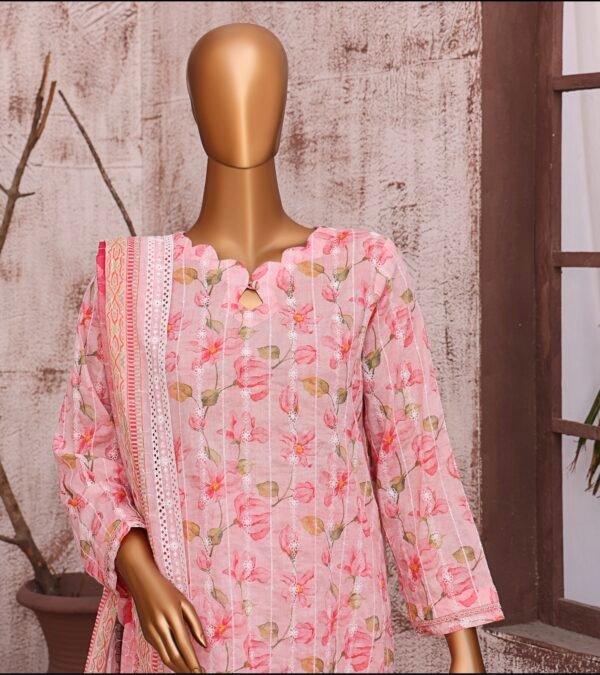 Dhagakari by HZ Textile - Cotton Thread Embroidered Lawn Unstitched 3 Piece Collection - DEC 599 - Image 3