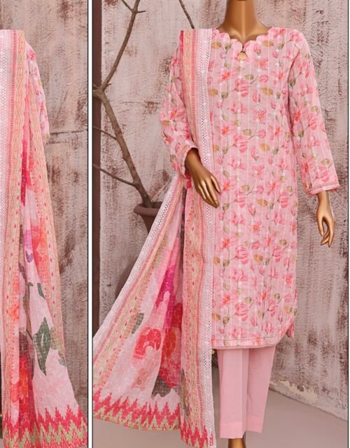 Dhagakari by HZ Textile - Cotton Thread Embroidered Lawn Unstitched 3 Piece Collection - DEC 599