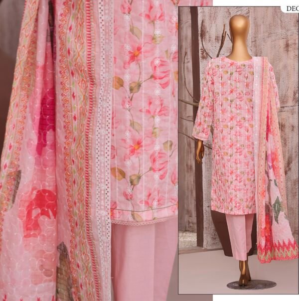 Dhagakari by HZ Textile - Cotton Thread Embroidered Lawn Unstitched 3 Piece Collection - DEC 599 - Image 2