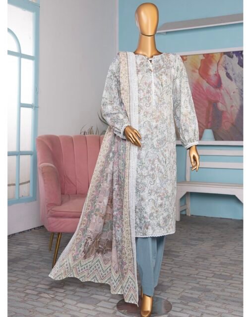 Dhagakari by HZ Textile - Cotton Thread Embroidered Lawn Unstitched 3 Piece Collection - DEC 604