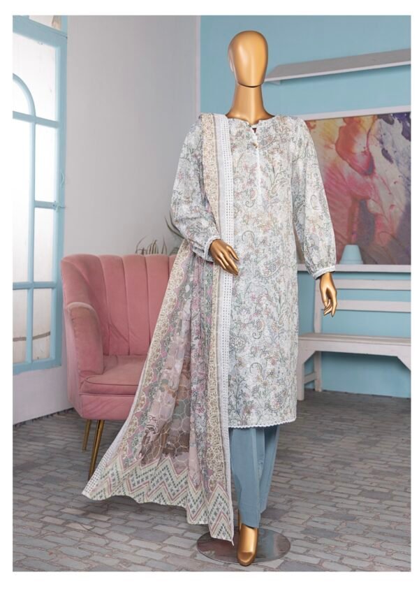 Dhagakari by HZ Textile - Cotton Thread Embroidered Lawn Unstitched 3 Piece Collection - DEC 604