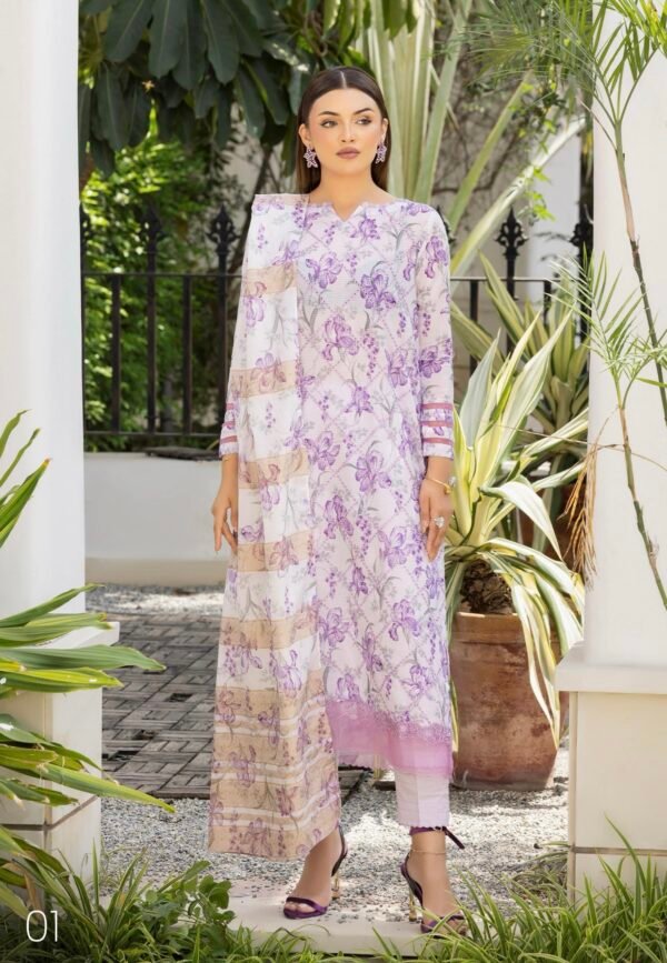 FAREENA by Gull Jee – UNSTITCHED 3 PIECE PREMIUM EMBROIDERED EDIT’25 – A01