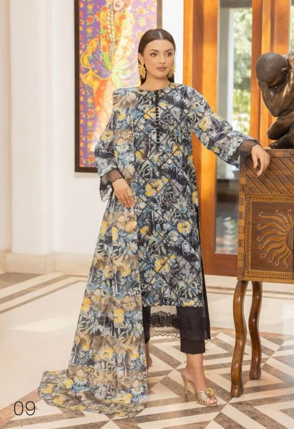FAREENA by Gull Jee – UNSTITCHED 3 PIECE PREMIUM EMBROIDERED EDIT’25 – A09
