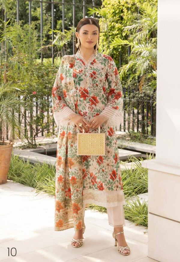 FAREENA by Gull Jee – UNSTITCHED 3 PIECE PREMIUM EMBROIDERED EDIT’25 – A10