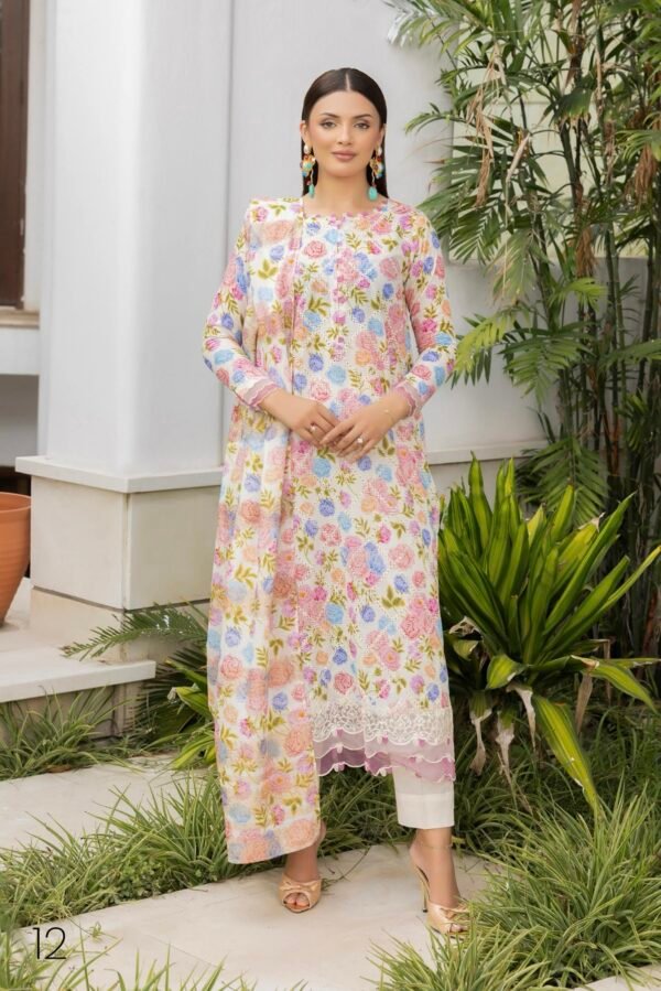 FAREENA by Gull Jee – UNSTITCHED 3 PIECE PREMIUM EMBROIDERED EDIT’25 – A12