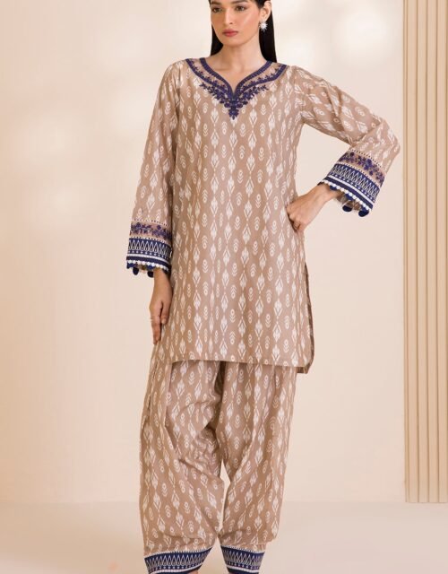 Zellbury Unstitched 2 Piece Embroidered Shirt Shalwar Cotton Collection - D24 (WUC25E20016)
