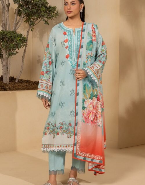 Zellbury Premium Unstitched 3 Piece Embroidered Lawn Collection - D57 (WUS26E30641)
