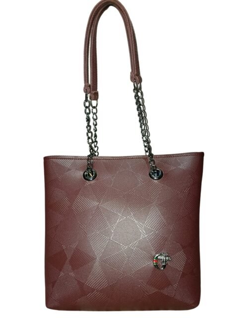 Trendy Dark Brown Tote Bag for Women – Stylish Shoulder Handbag with Chain Straps