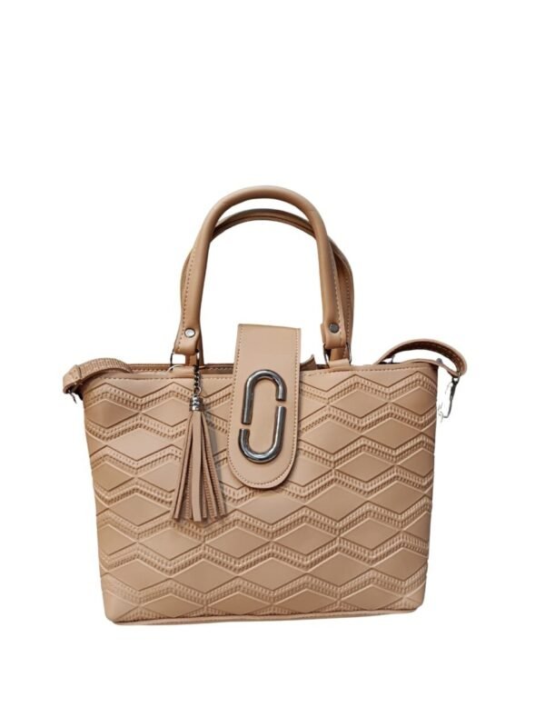 Beige Handbag for Women – Stylish Shoulder & Crossbody Bag with Tassel Charm