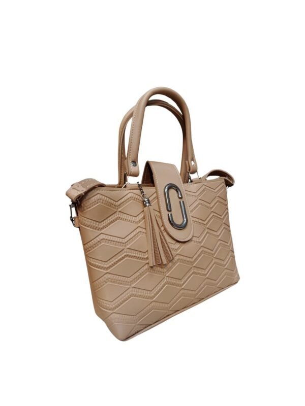 Beige Handbag for Women – Stylish Shoulder & Crossbody Bag with Tassel Charm - Image 3