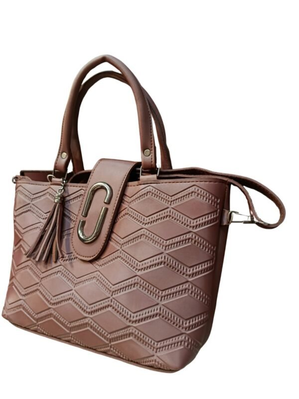 Dark Brown Handbag for Women – Stylish Shoulder & Crossbody Bag with Tassel Charm - Image 3