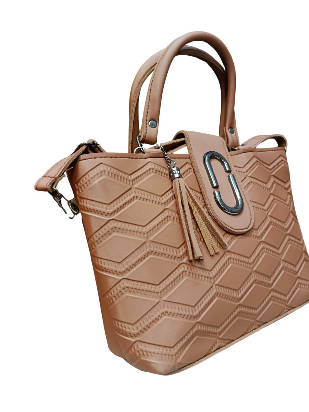 Camel Brown Handbag for Women – Stylish Shoulder & Crossbody Bag with Tassel Charm - Image 2