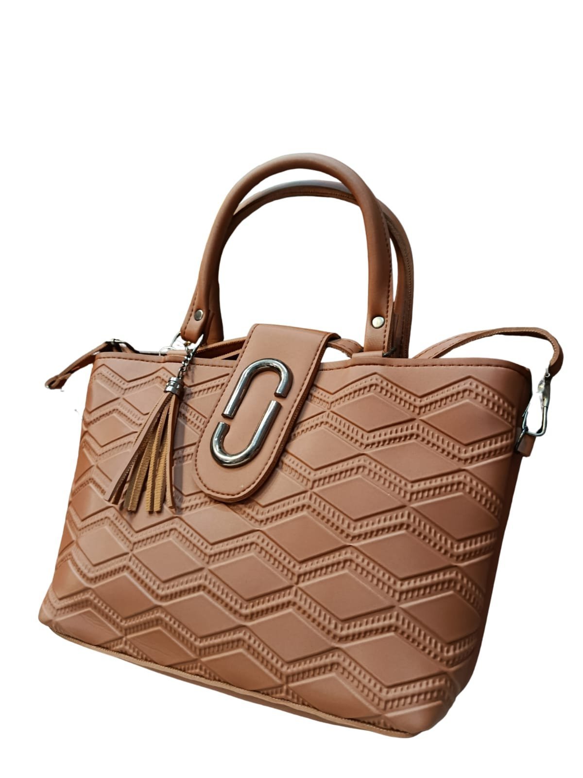 Camel Brown Handbag for Women – Stylish Shoulder & Crossbody Bag with Tassel Charm - Image 3