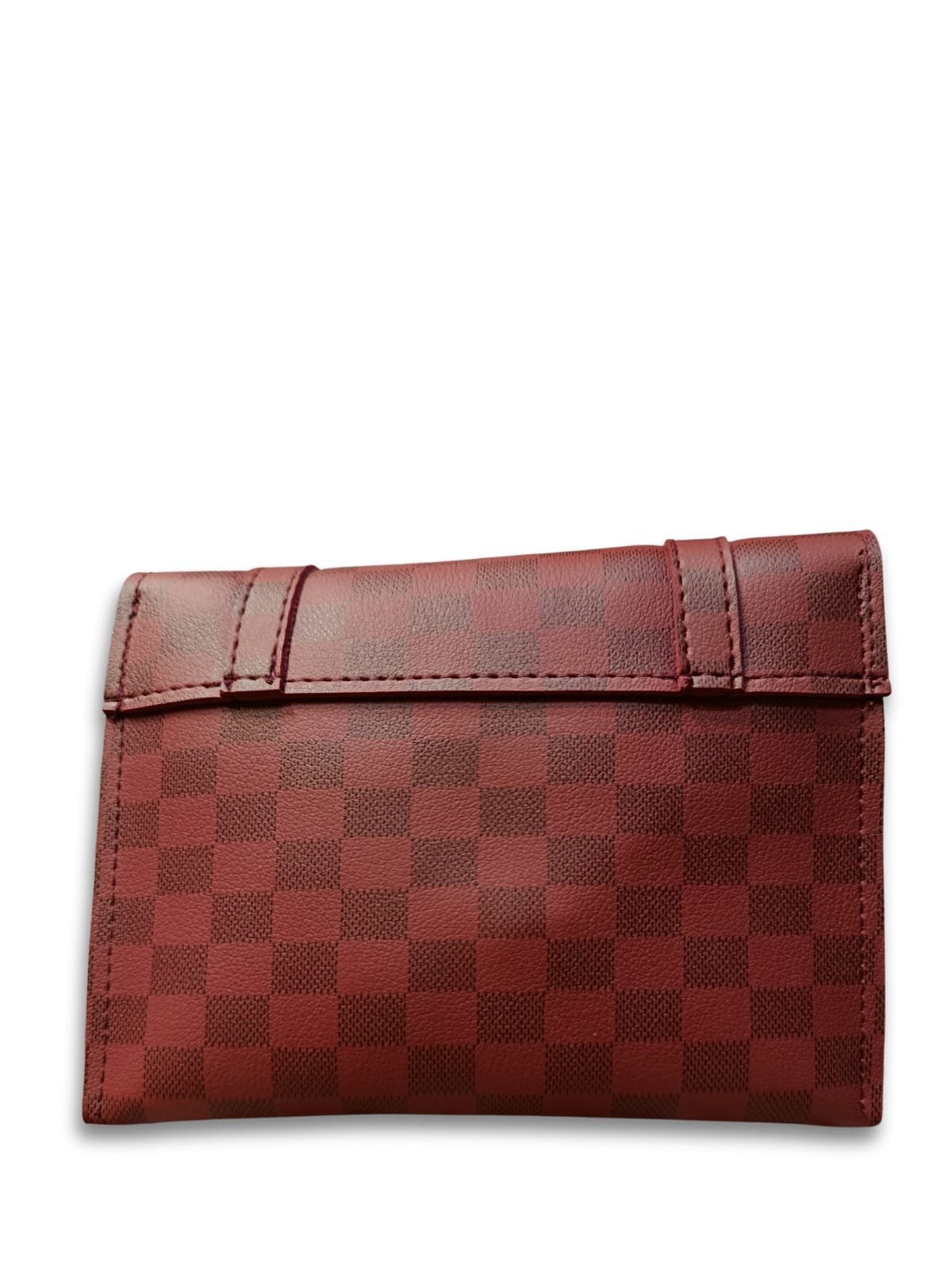 Checkered Red Crossbody Bag for Women – 2 Compartment Shoulder Handbag with Gold Lock - Image 2