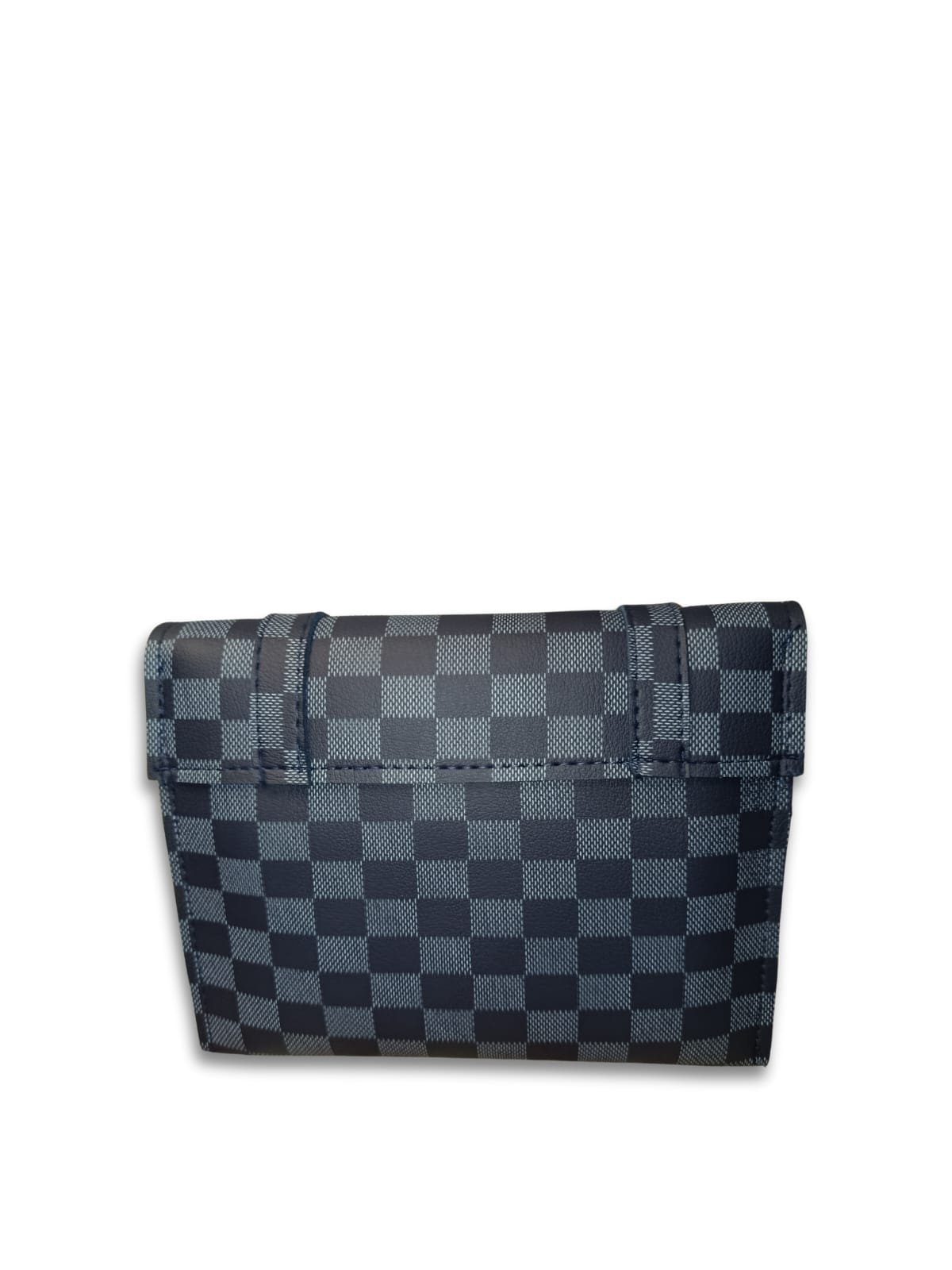 Checkered Grey Crossbody Bag for Women – 2 Compartment Shoulder Handbag with Gold Lock - Image 2