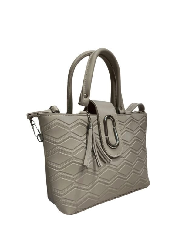 Grey Handbag for Women – Stylish Shoulder & Crossbody Bag with Tassel Charm - Image 3